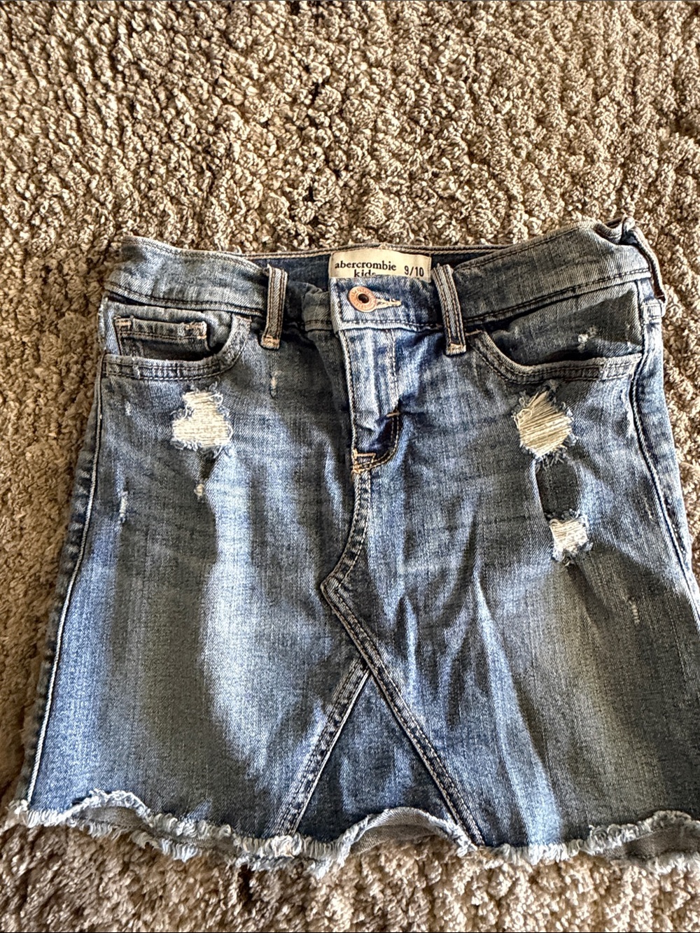 Abercrombie & Fitch Light Blue Distressed Denim Skirt